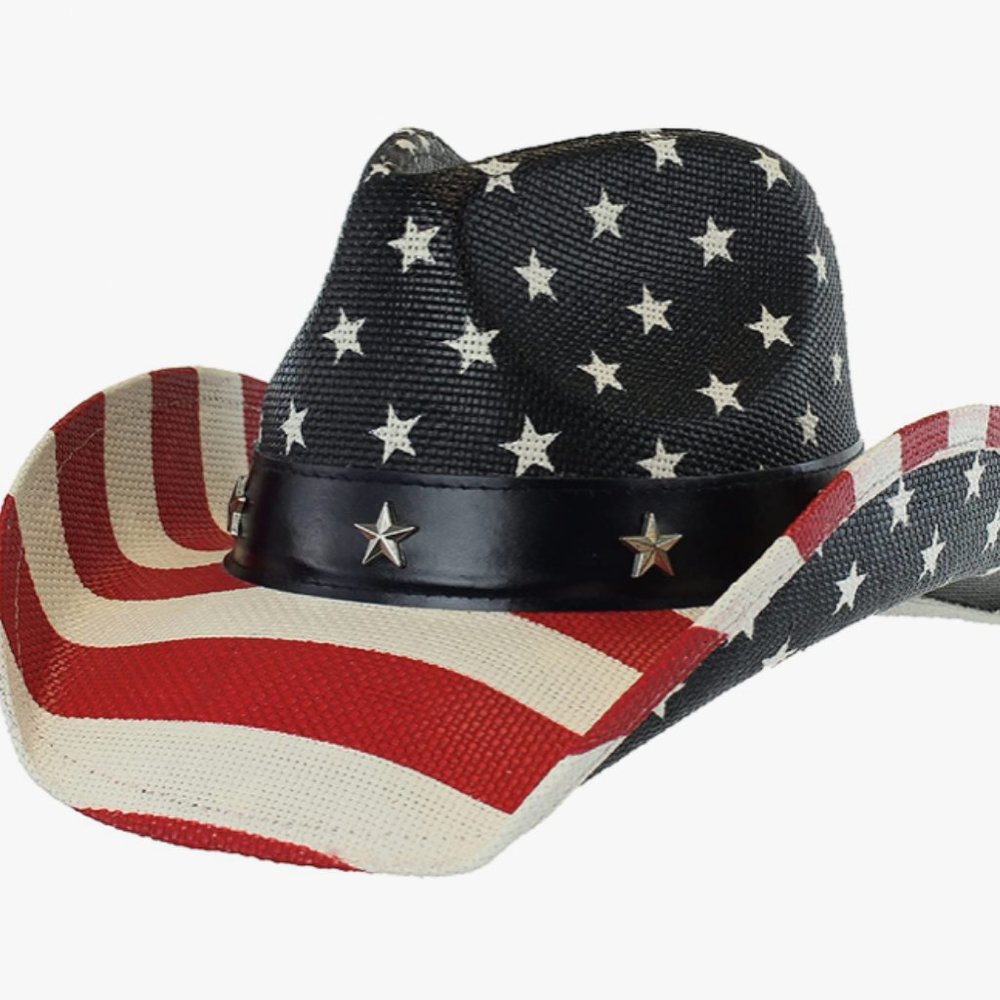 Red White and Blue Stripes and Stars Cowboy hat